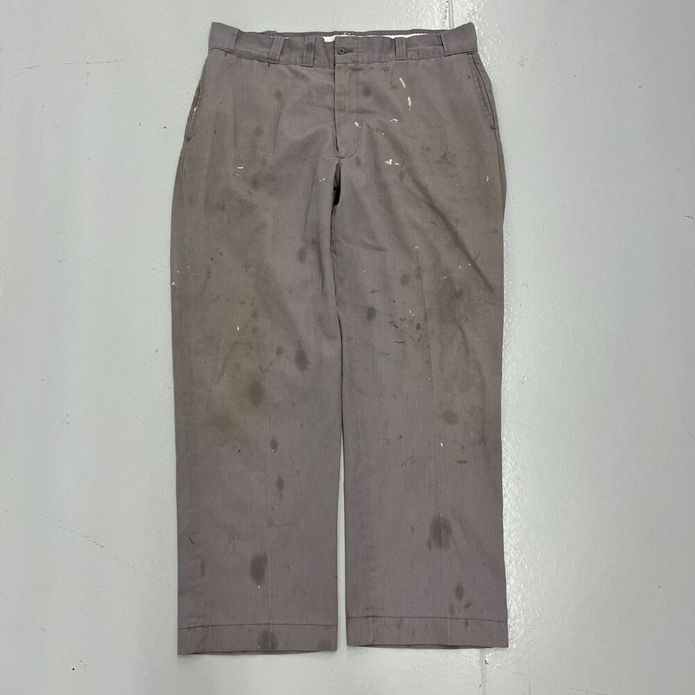 Vintage 60s Red Camel Grey Paint Workwear Chinos 38x30